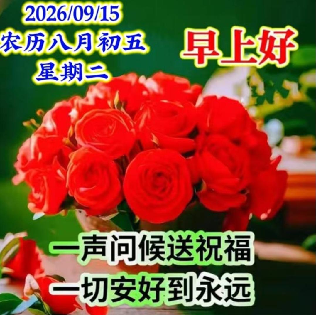 朝阳升起迎新晨，美好祝福送给你；愿你平安又吉祥，幸福相伴到永远；人生有缘