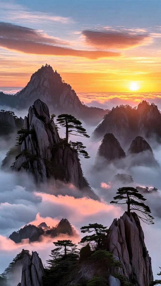 [烟花]云海日出，仙境如画，打卡黄山，感受大自然的壮丽！🌄🏔️?
