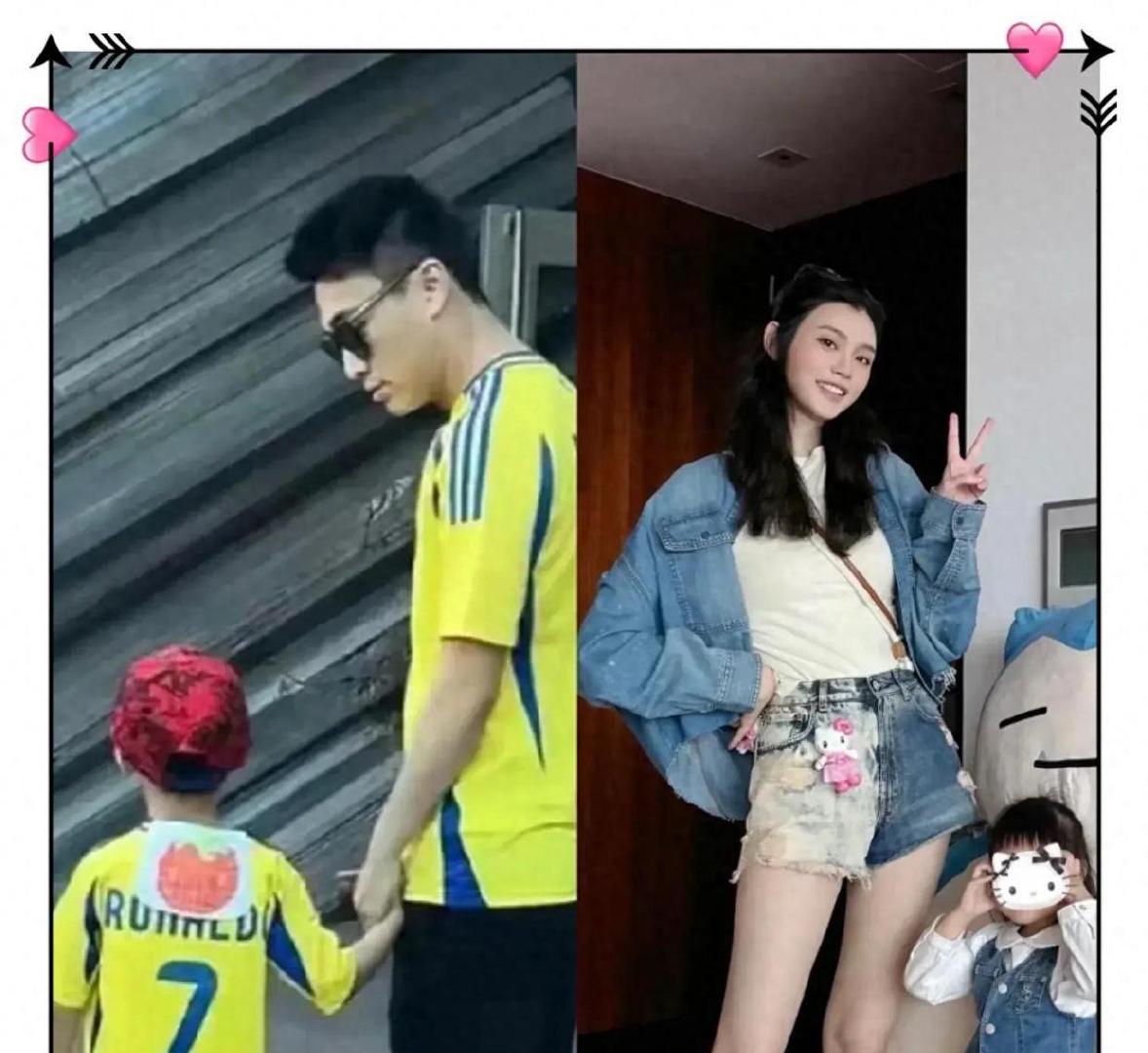 何猷君和奚梦瑶一起带着儿女去爬山，两个小家伙个子看着都很出众，真是彻底遗传了妈妈的大长腿基因。​