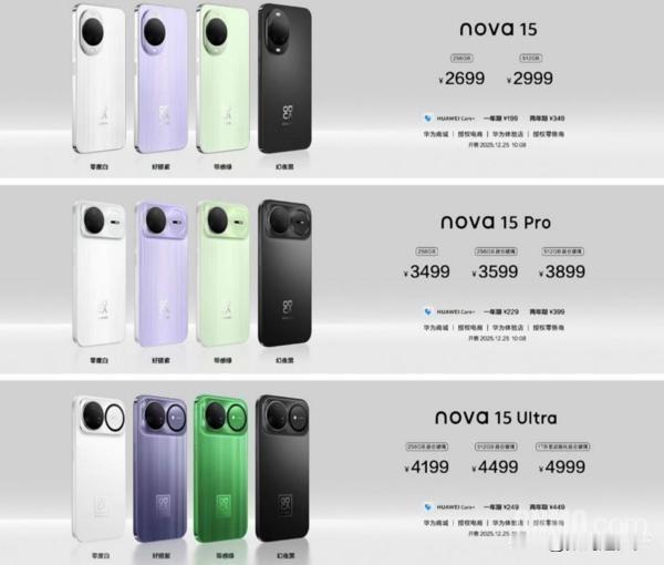 这次价格调整的对象为现售的华为nova15系列，该系列全系各版本指导价均上调3