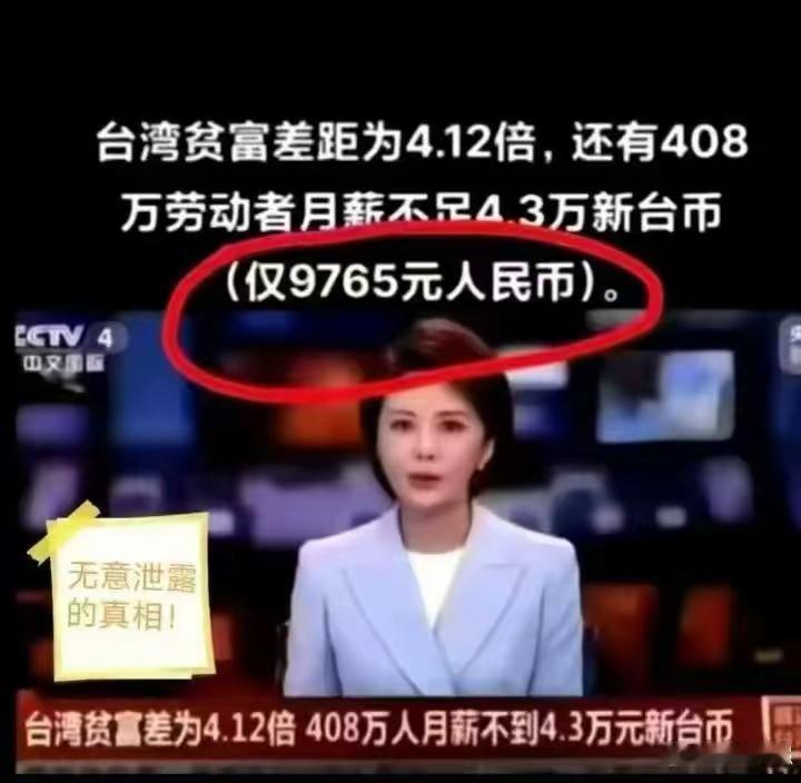 【让张维为，沈逸情何以堪？】台湾贫富差距为4.12倍，还有408万劳动者月薪不