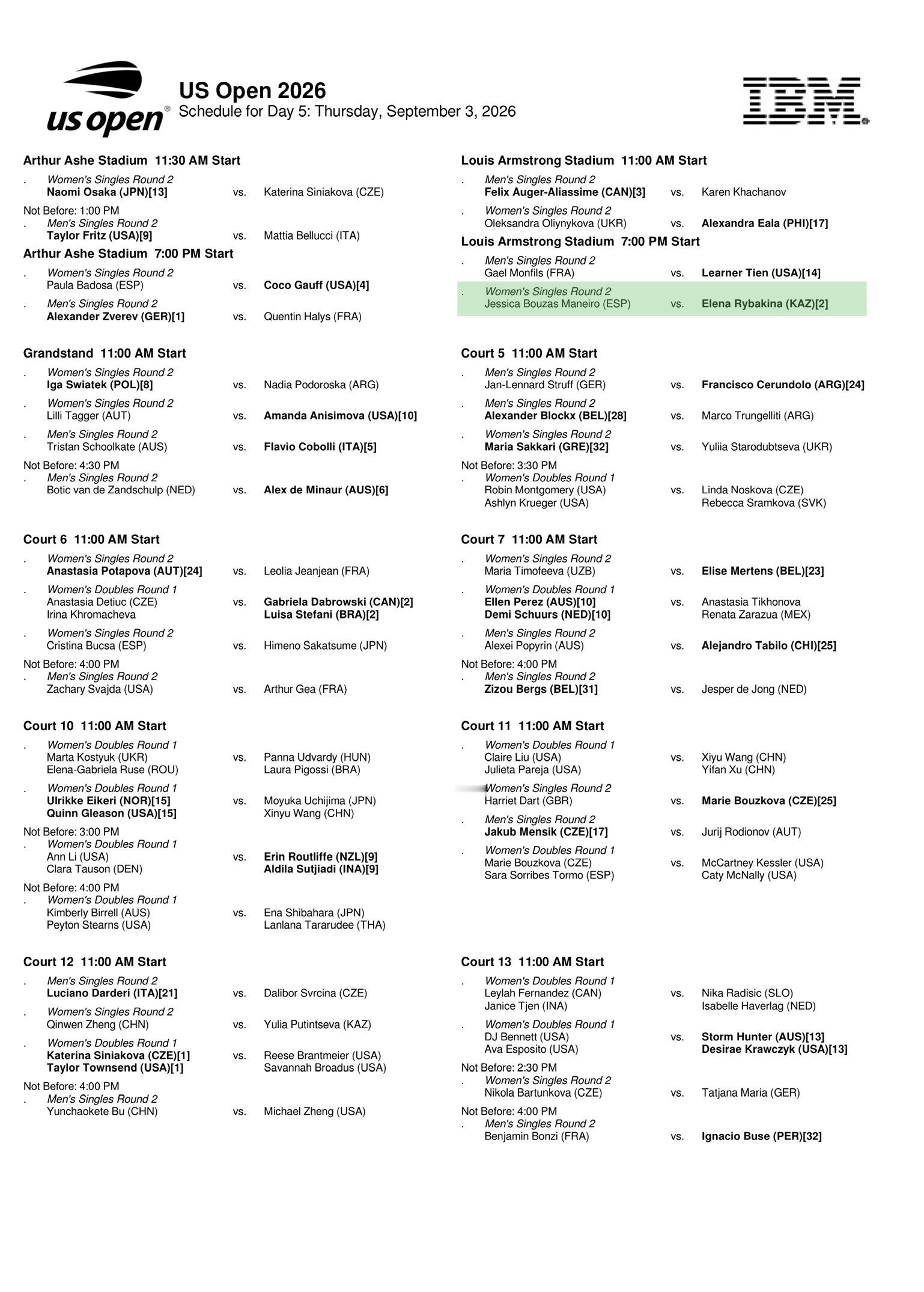 2026美网R2比赛预告北京时间明天早上约9点半，莱巴金娜在美网第二轮迎来西