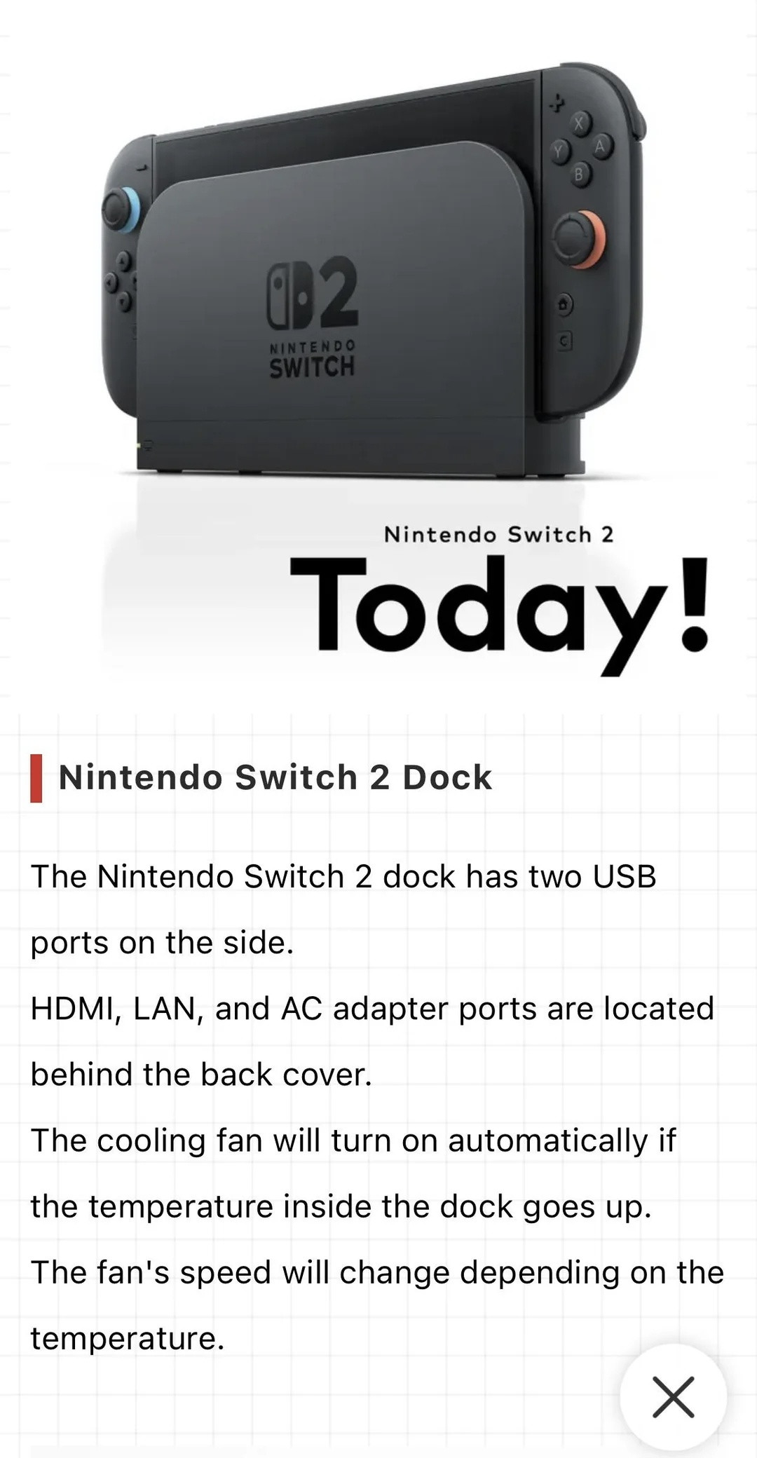【Switch2底座新增温控系统】任天堂通过NintendoToday确认，