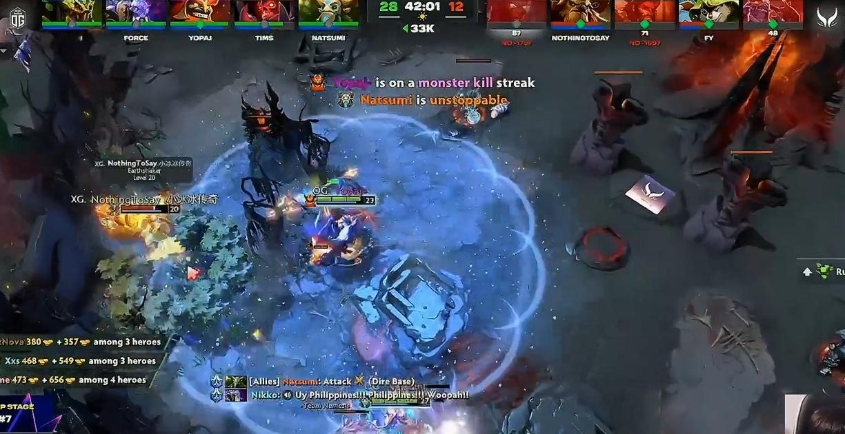 MIDDIFF局，XG不敌OG没能在今天取得三连胜，点了夜宵看这把比赛的观众绝对