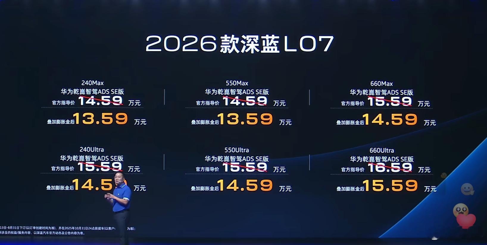 新款深蓝L07上市，叠加膨胀金后是13.59-15.59万元，比2025款直接便