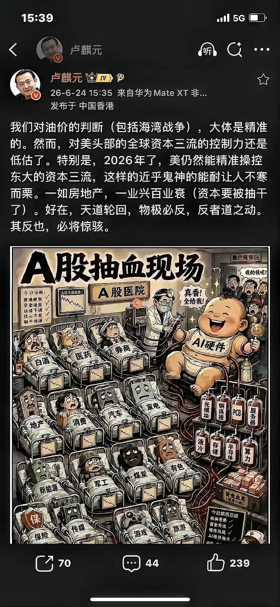 卢麒元抛出的2026年这个时间点，看得人后背直发凉。美国对我们资本流向的“精