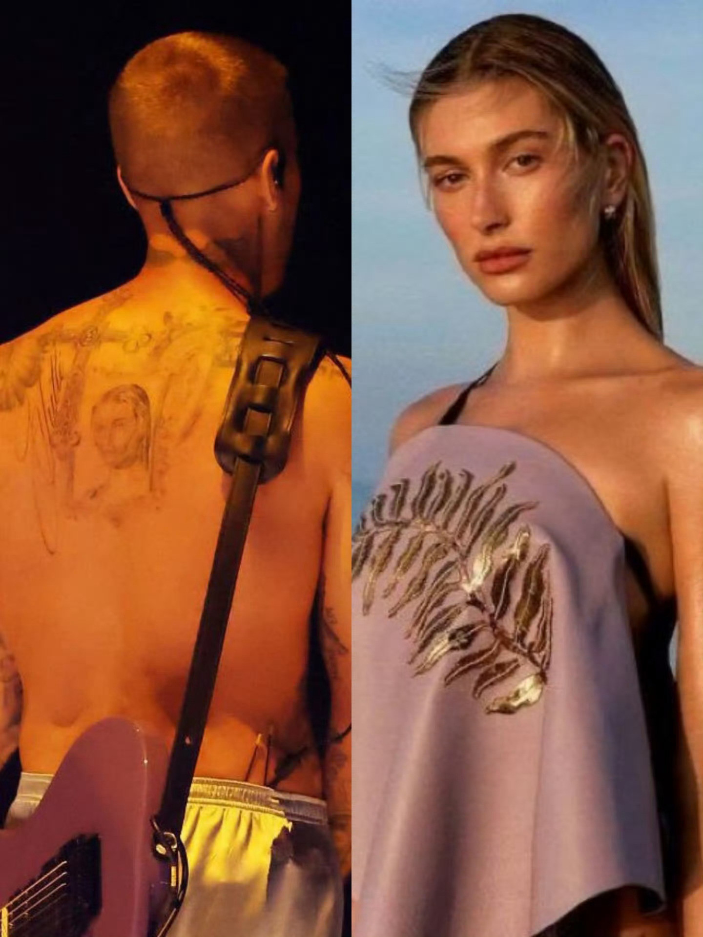 比伯后背纹了海莉纹身有点像精神小伙