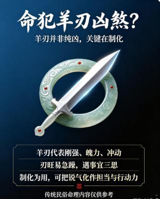 八字命理凶煞羊刃煞八字当中羊刃，是一把极具争议的凶煞。传统命理当中，羊刃代表锋芒、刚强、冲动。命带羊