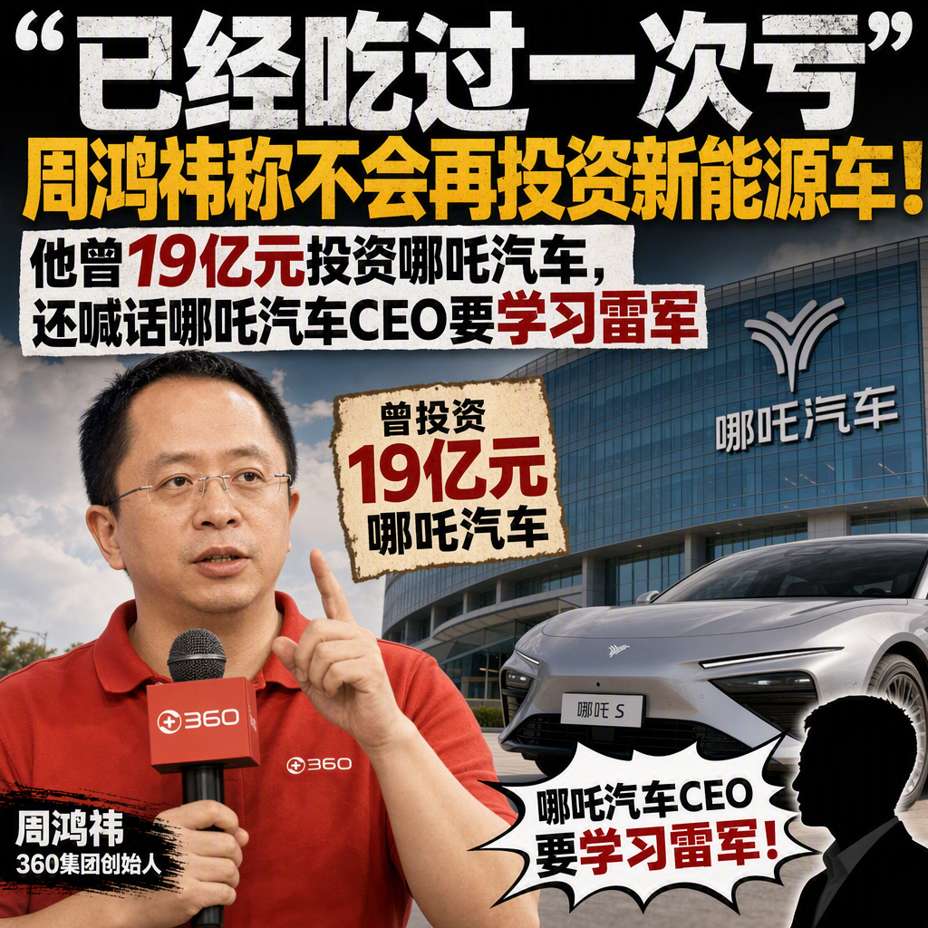 19亿元投进去，最后0元转让部分股权，360两年为哪吒汽车计提亏损近13亿元。这就是周鸿祎口中“吃过