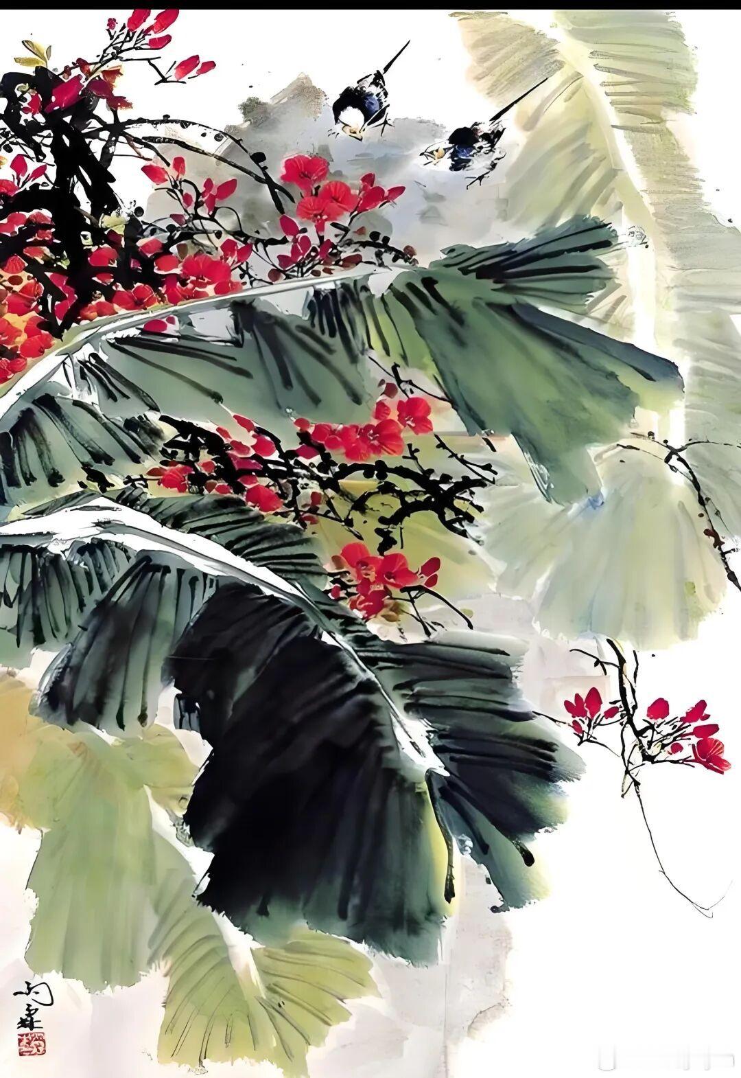 当代画家田雨霖彩墨花鸟精品欣赏～东篱书画国画雅集艺术分享花鸟画彩墨书画国画国画欣