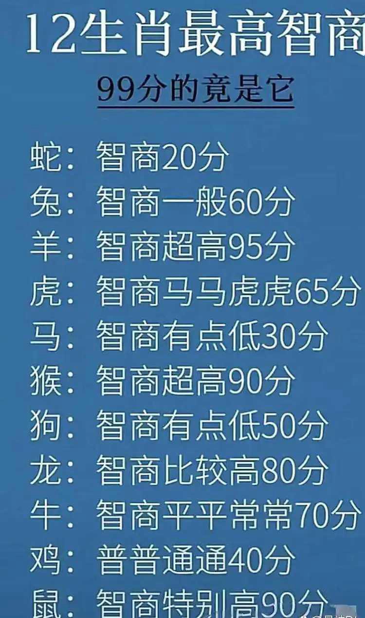 自己的生肖，再看看哪个智商高？