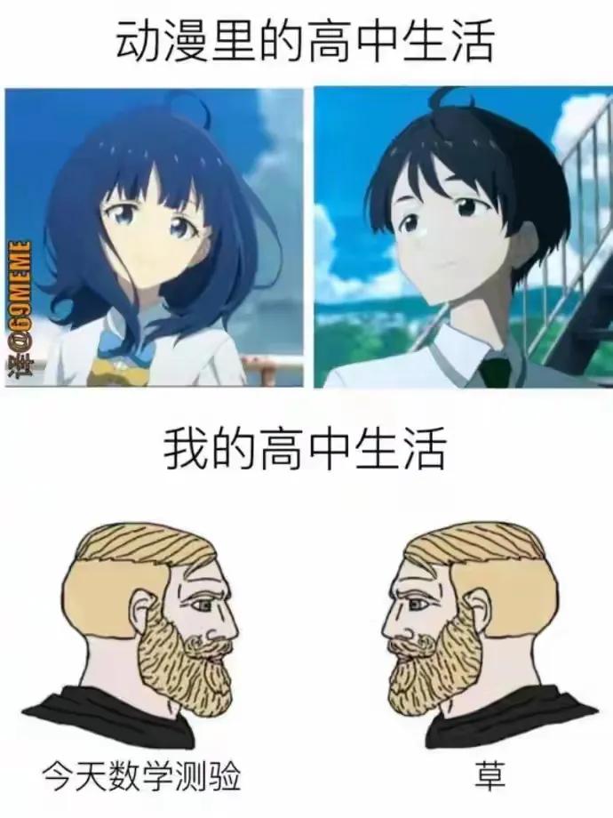 动漫里的高中生活与现实中的高中生活[捂脸哭]