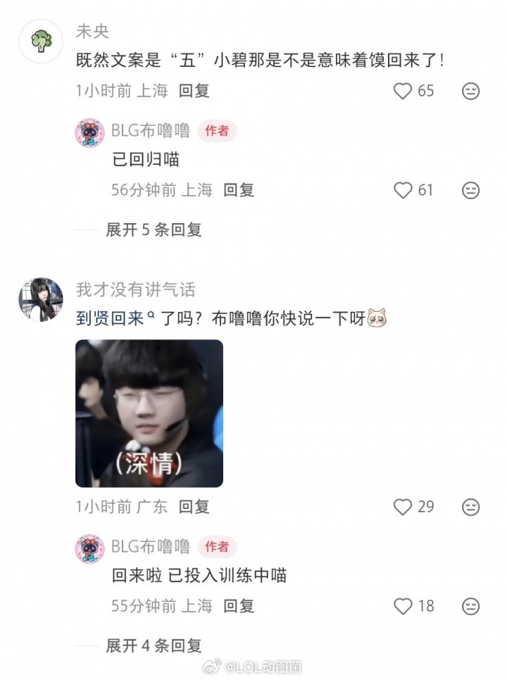 英雄联盟BLG更新选手动态：此前回韩国治疗手伤的Viper已回归俱乐部基地！B