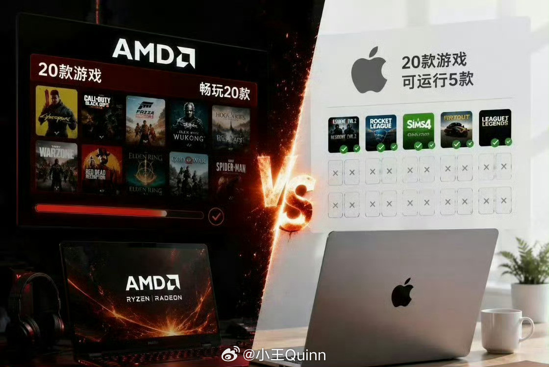AMD这波营销有点意思。发布会上直接拿苹果开刀，甚至公开调侃MacBook，表示