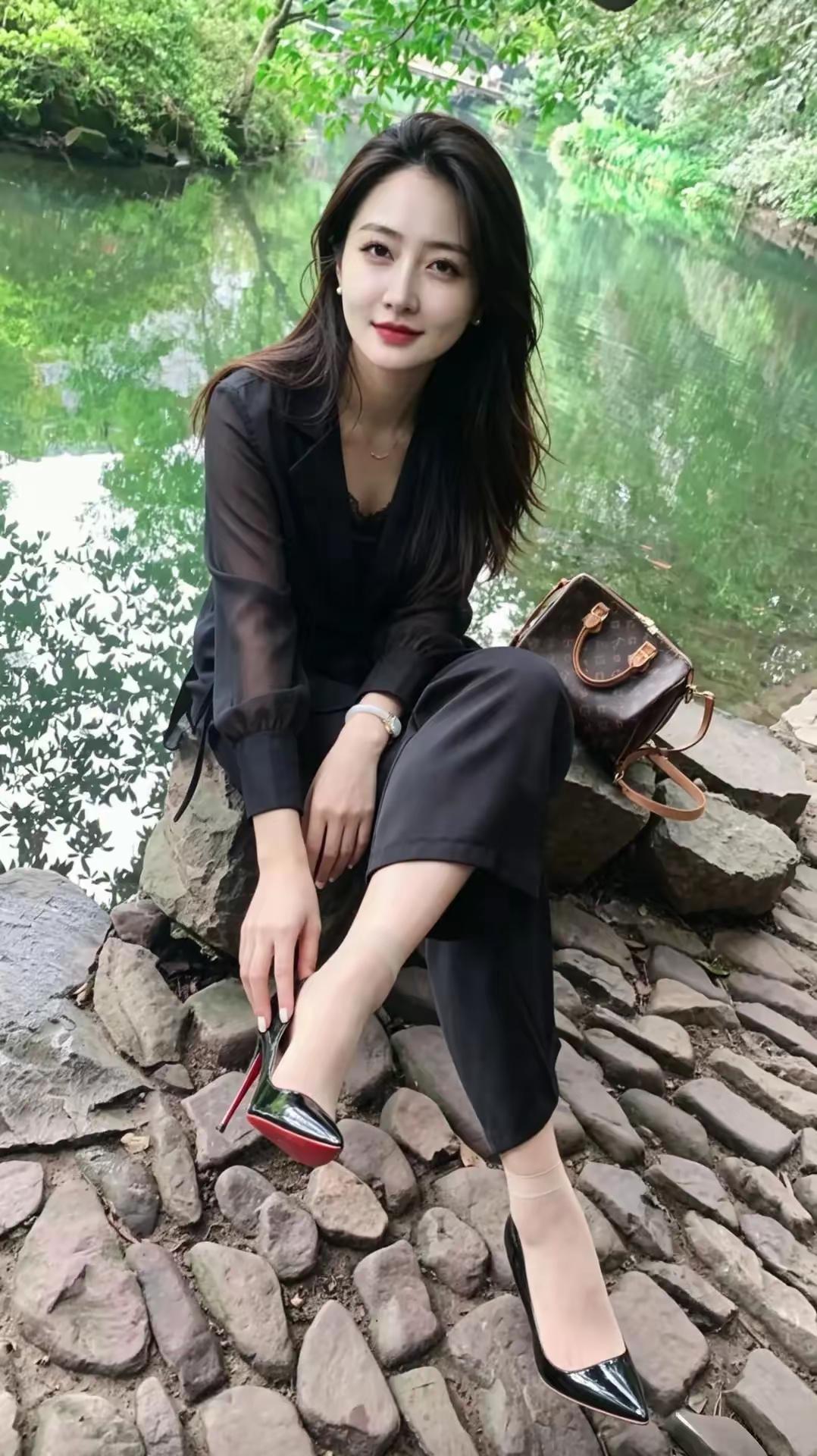 条件真不错，芳龄三十过。节假户外游，小憩石上坐。
