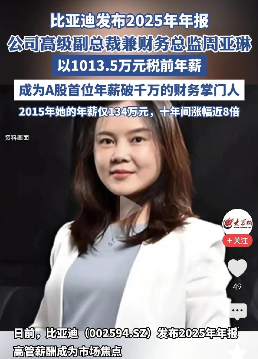 周亚琳年薪1013.5万，交多少税？275.69万！实际到手737.81万，并不