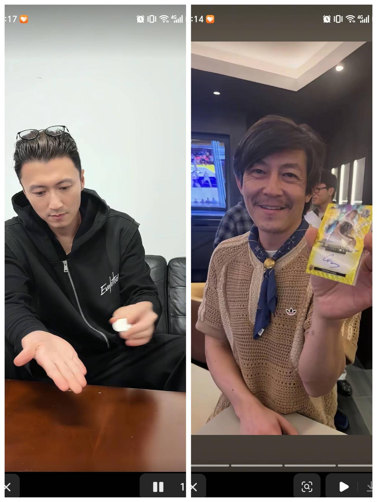 这局谢霆锋完胜，都是45岁的年纪，一个还风华正茂，一个早生白发，看上去像60岁。