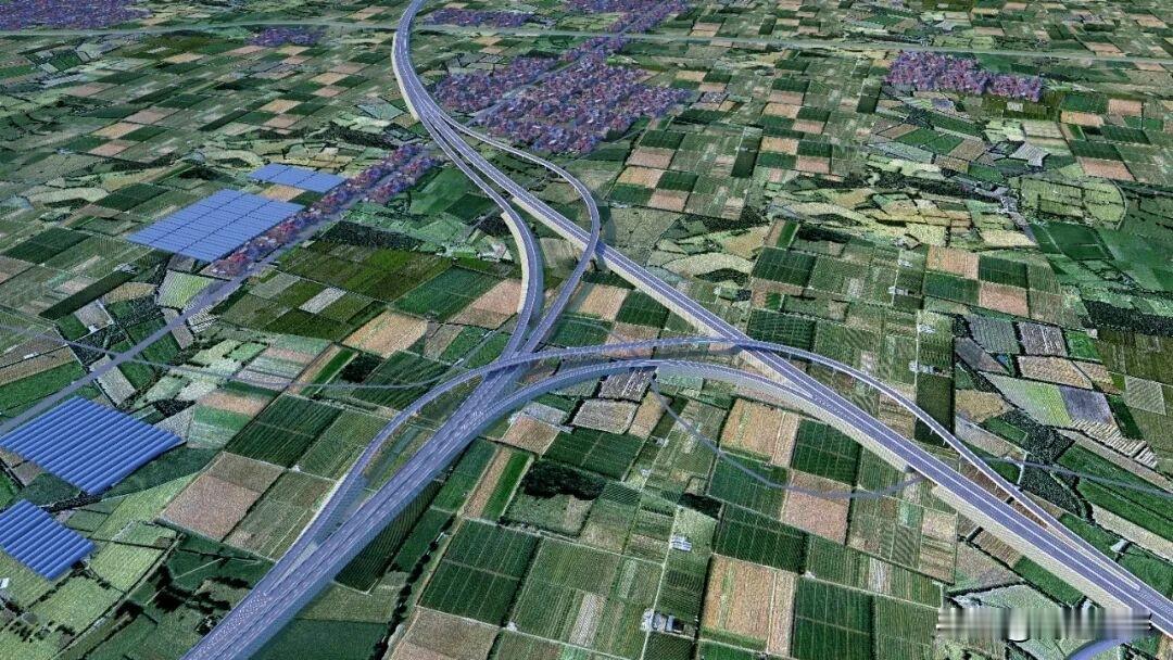 徐砀商高速，徐淮阜高速，两条高速的互通立交。位于萧县境内的周庄枢纽效果图。宿