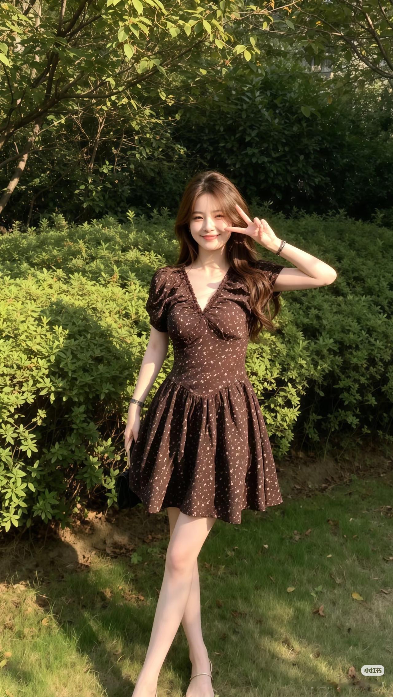 绿树阴中见，红妆影里行。