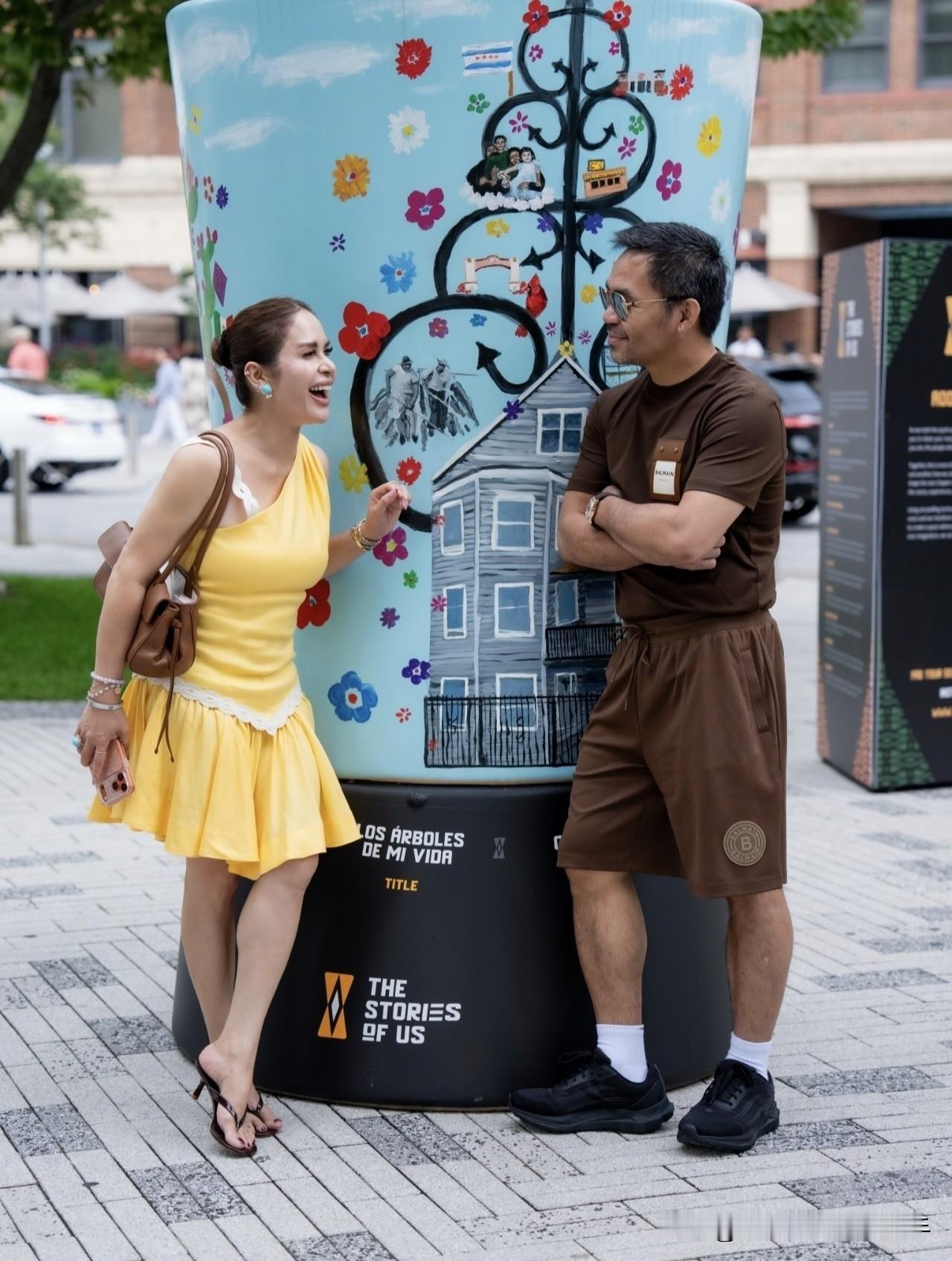 菲律宾传奇拳王帕奎奥和妻子金基在美国芝加哥。两个人相遇时，帕奎奥还是一个四处打比