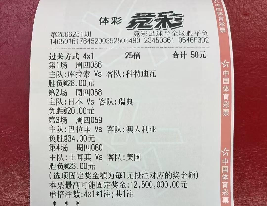 看到一张真正的送钱的彩票。彩票面值50元，如果中奖，奖金高达1250万，如果中