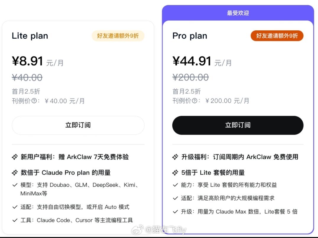 玩龙虾担心Token不够？阿里，字节给安排字节首月只要 9.9元，不按
