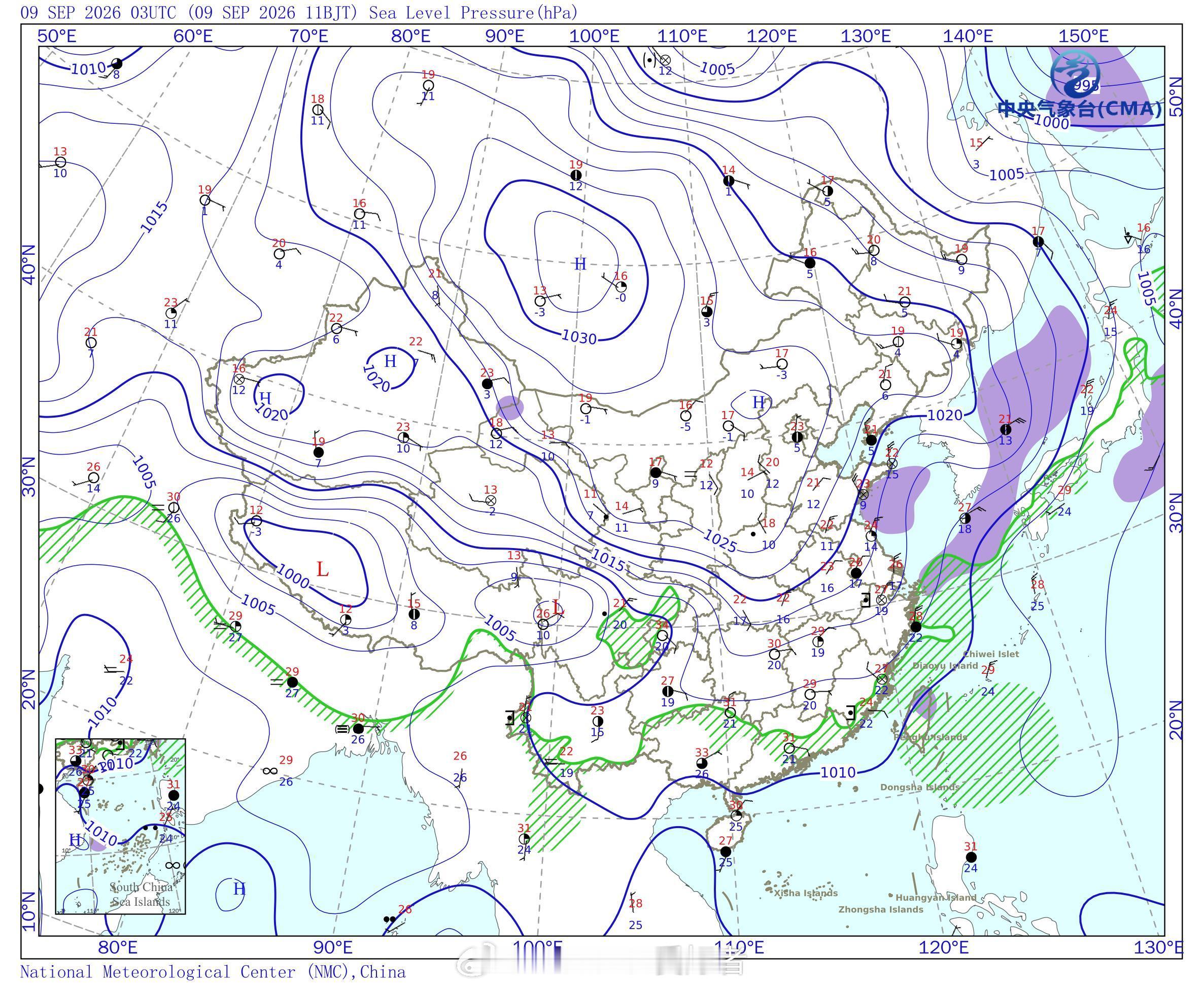【冷空气剿灭高温中】今天，冷空气继续南下，长江中下游/四川盆地中北部已出现了偏北