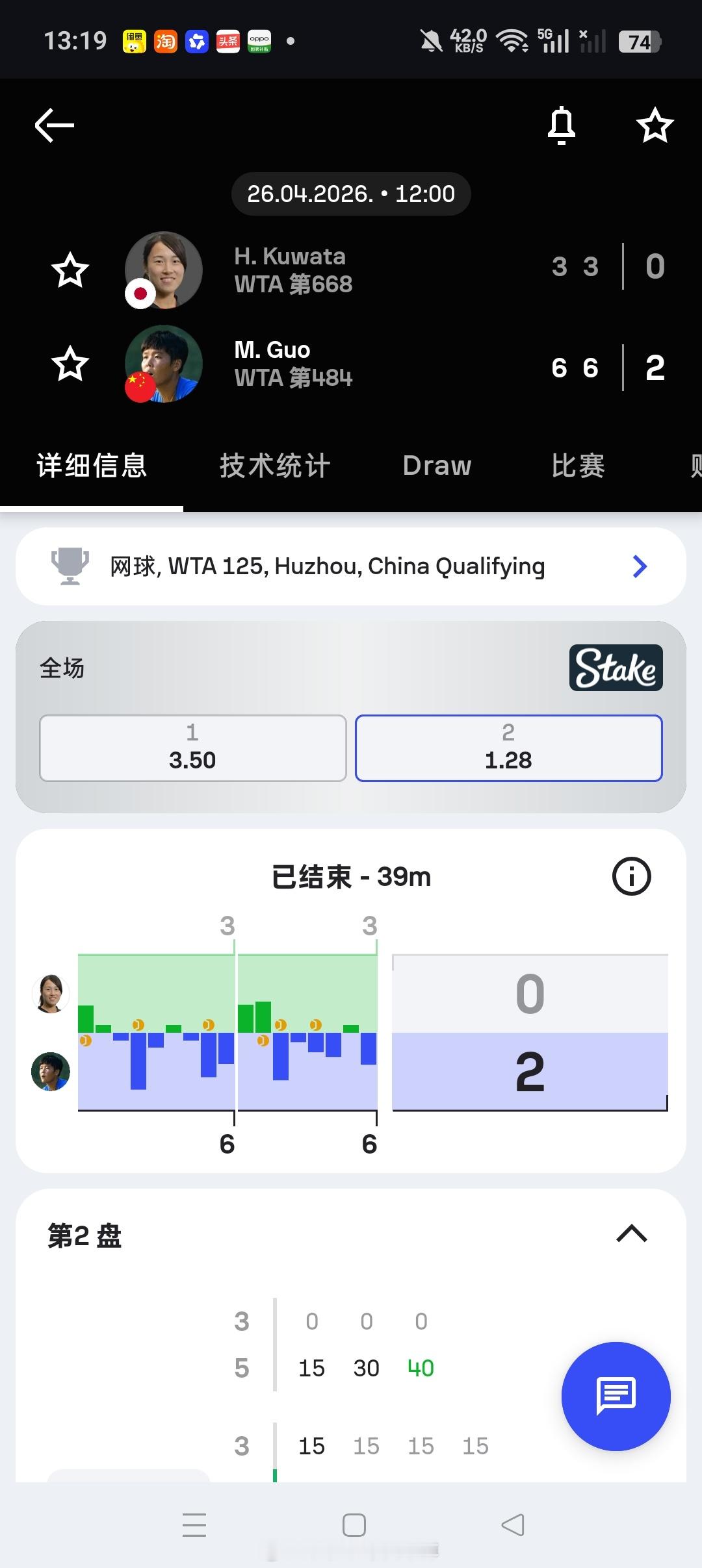 小花小草资讯【🇨🇳湖州WTA125女单资格赛】女单资格赛第一轮🇨🇳郭