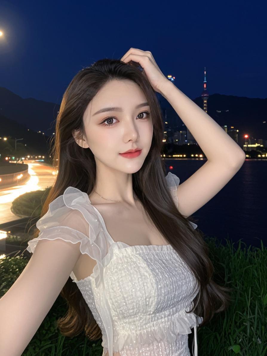AI夜景气质少女