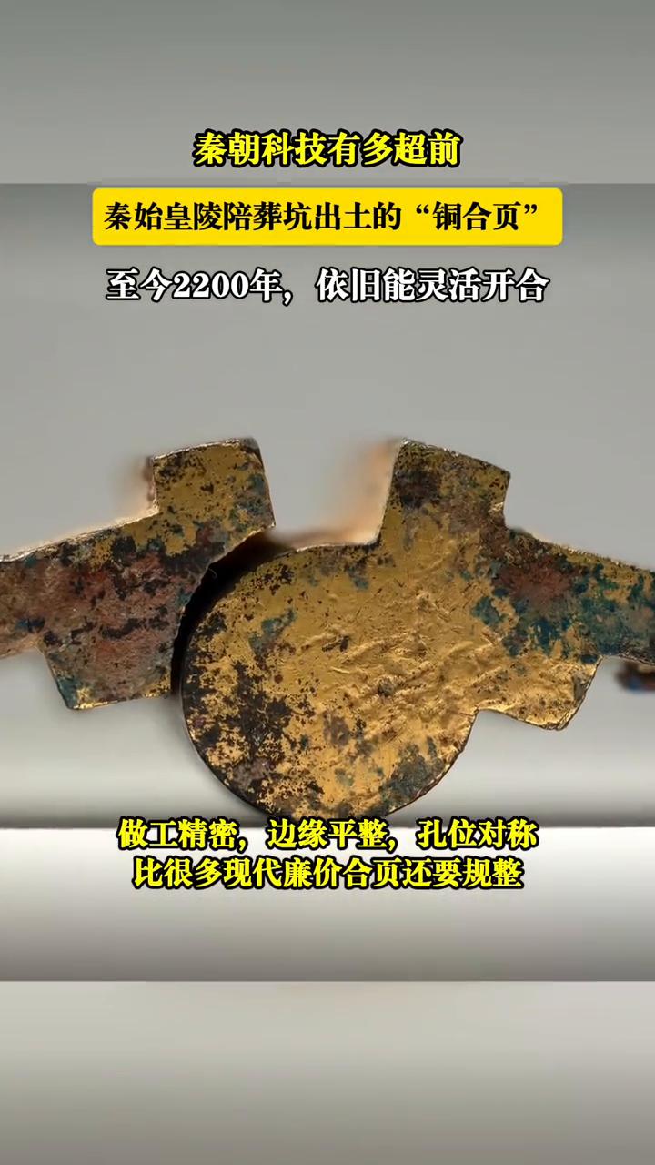 秦朝科技有多超前？秦始皇陵陪葬坑出土的"铜合页"至今2200年，依旧能灵活开合。