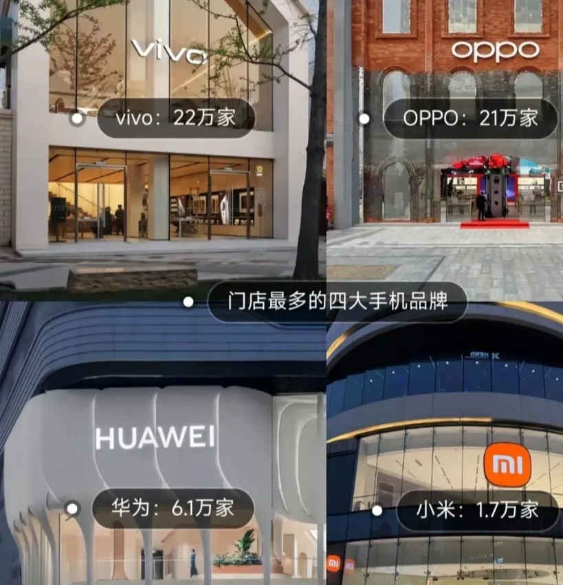 想不到小米门店的数量竟然与友商差距这么大！小米:1.7万家！华为:6.1万