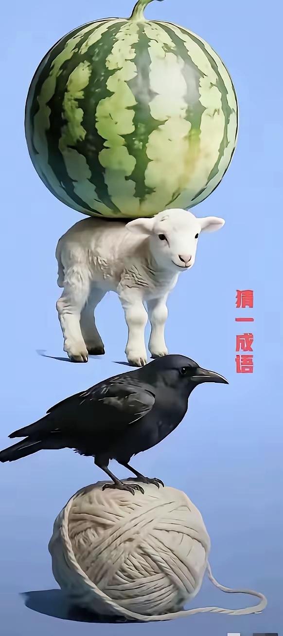 别肉眼硬猜！看懂西瓜、小羊、乌鸦、线团的谐音，一秒解开这道成语题益智小游戏