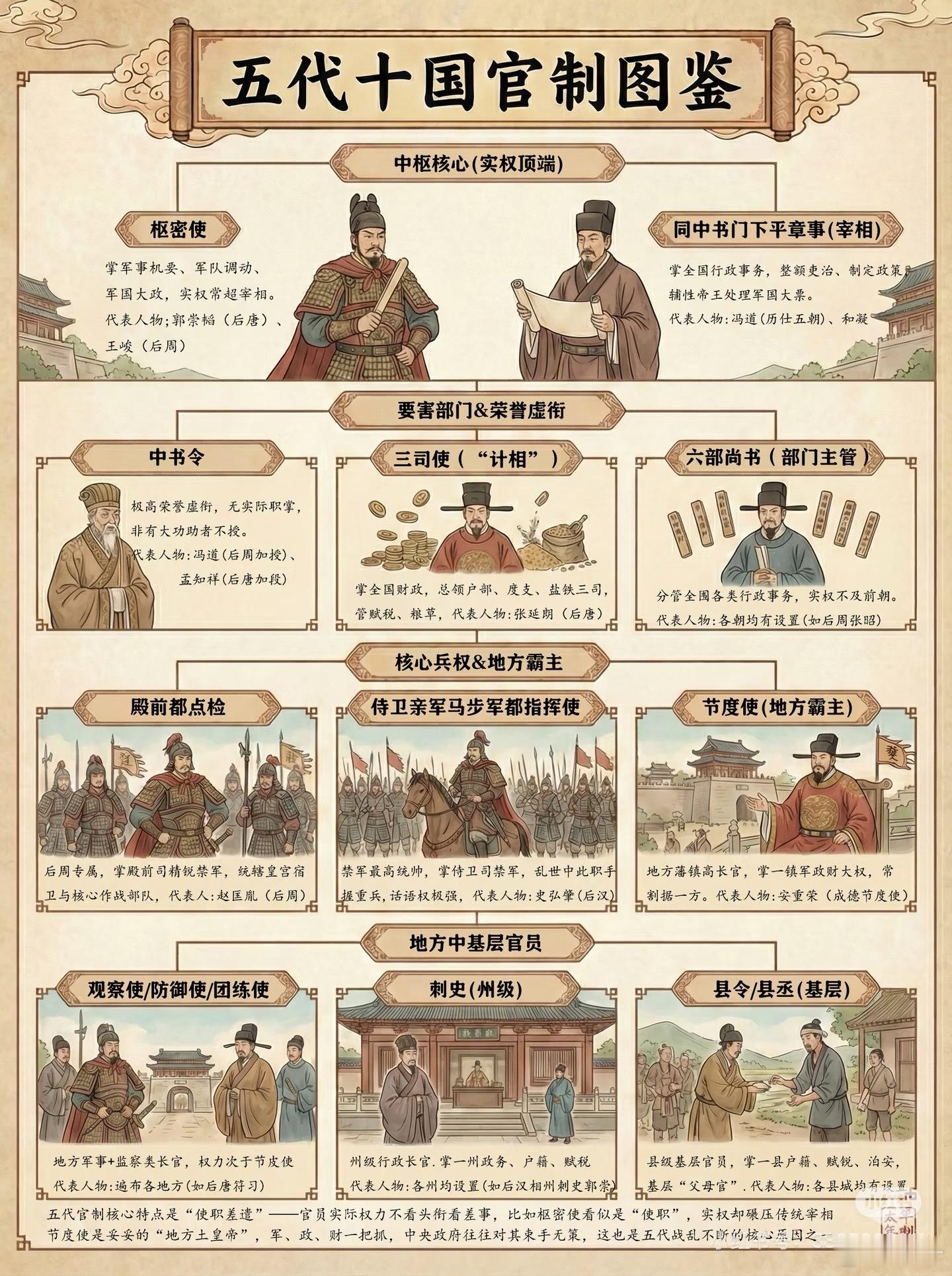 最近对太平年里的五代十国官职很上头，名字长且神秘，听着还很酷。看完大结局知道这剧