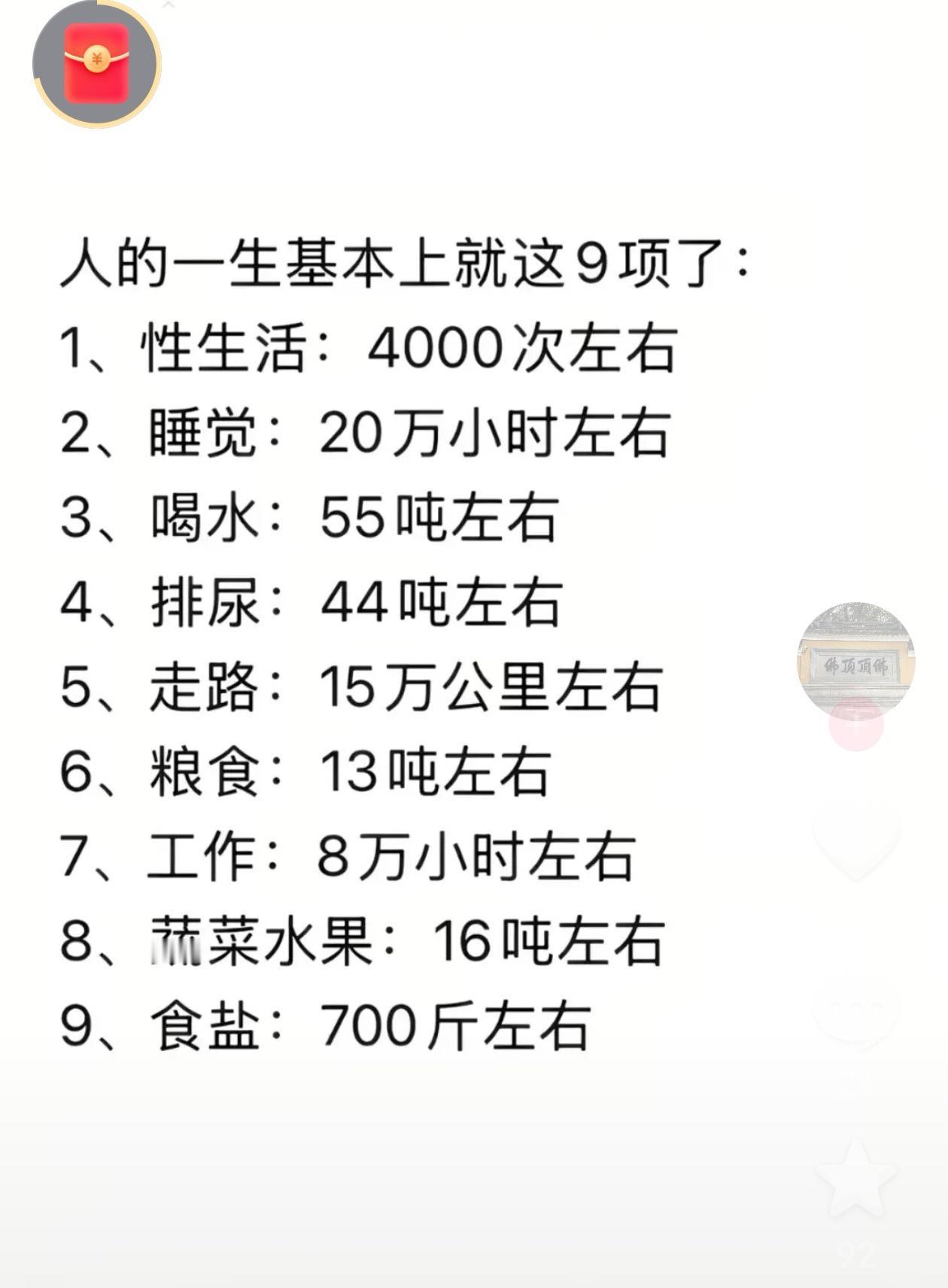 人生不过这九项，数据惊人！