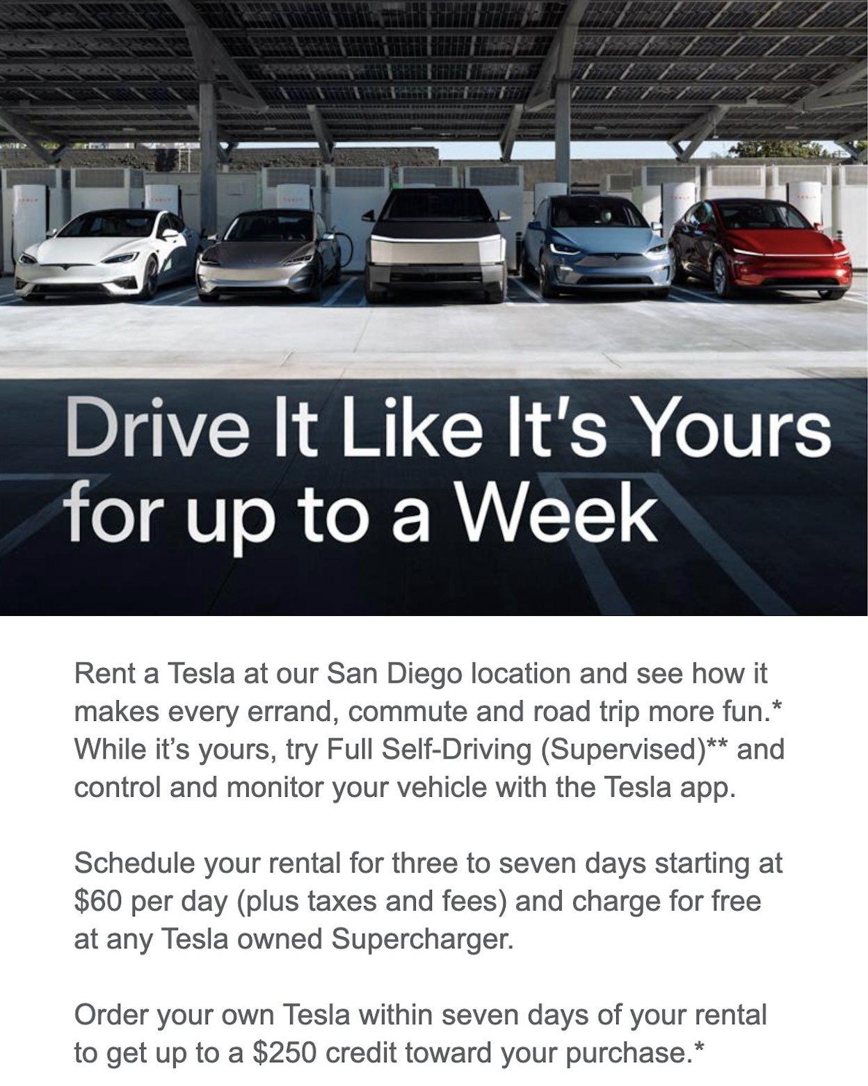 特斯拉在美国推出了一项租赁计划。现在可以租用特斯拉汽车长达7天，起价为6