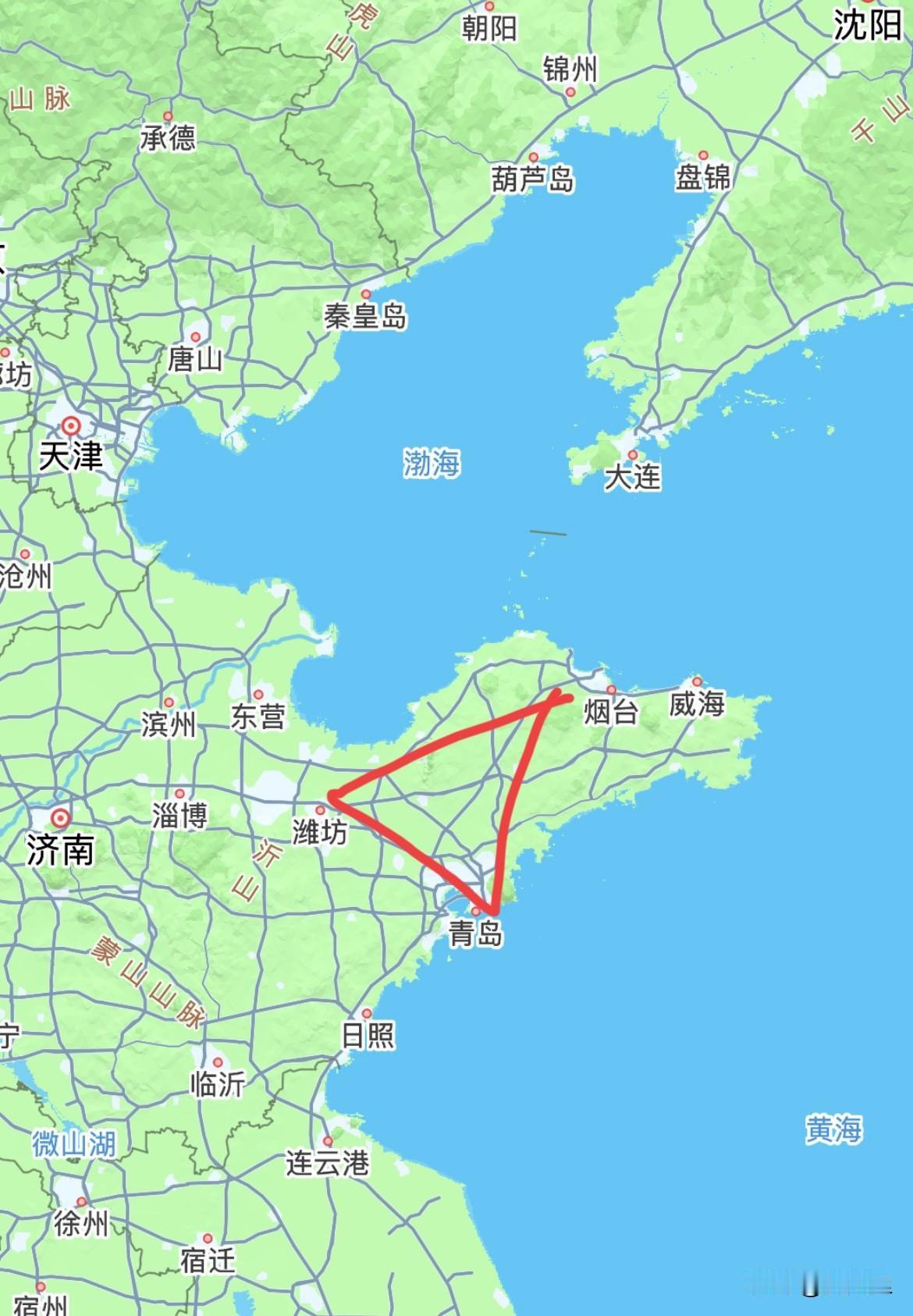 没想到吧，山东的“胶三角”跃然纸上！从曾经的青烟威到今天的青烟潍，潍坊已成功上位