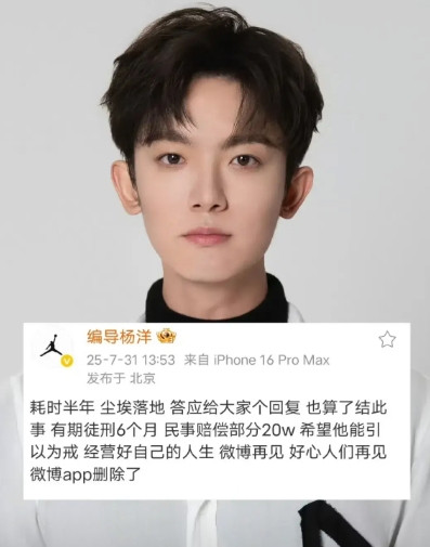 终于判了！杨洋花了半年时间，李明德终于被判赔20万、有期徒刑6个月年初喝