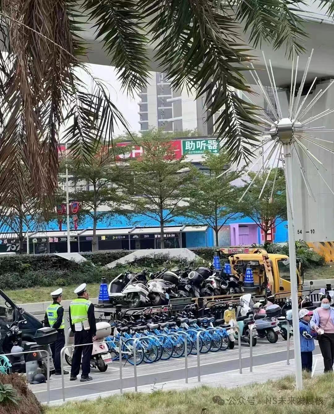 【继续严查违规电鸡！】最近骑电鸡去南沙万达广场，一定要规范停车哦，不是停在路面就