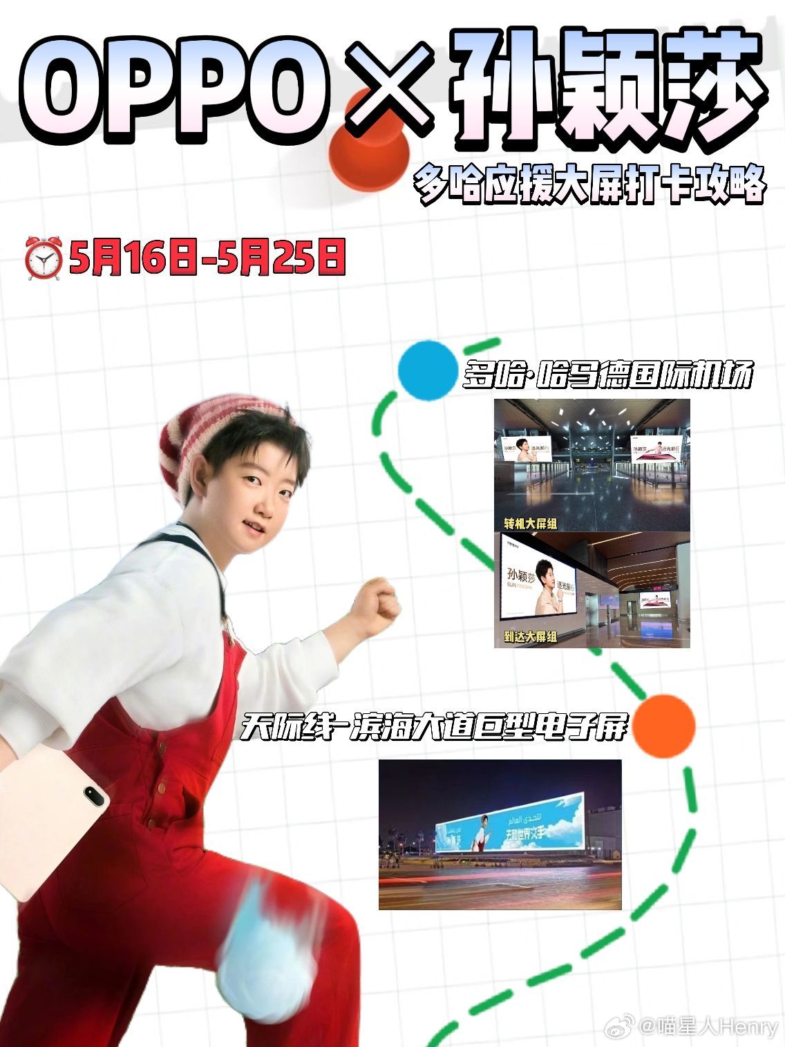 孙颖莎登上多哈大屏OPPO这波全球宠粉操作太会了！在黄金之城多哈的摩天楼宇间，