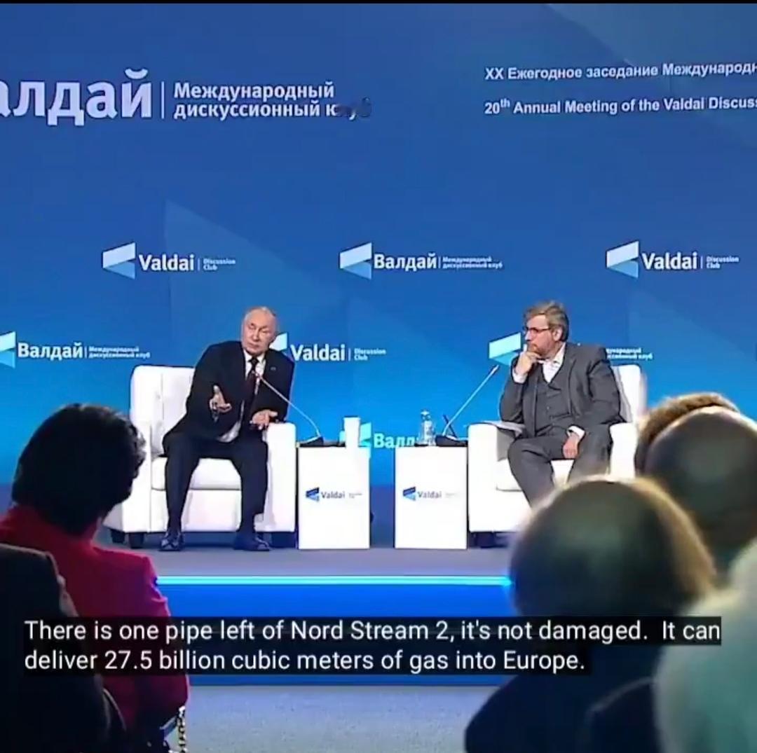 普京的这个观点欧盟肯定是听不进去的！普京：“北溪2号管道还剩下一根管道，它没有损
