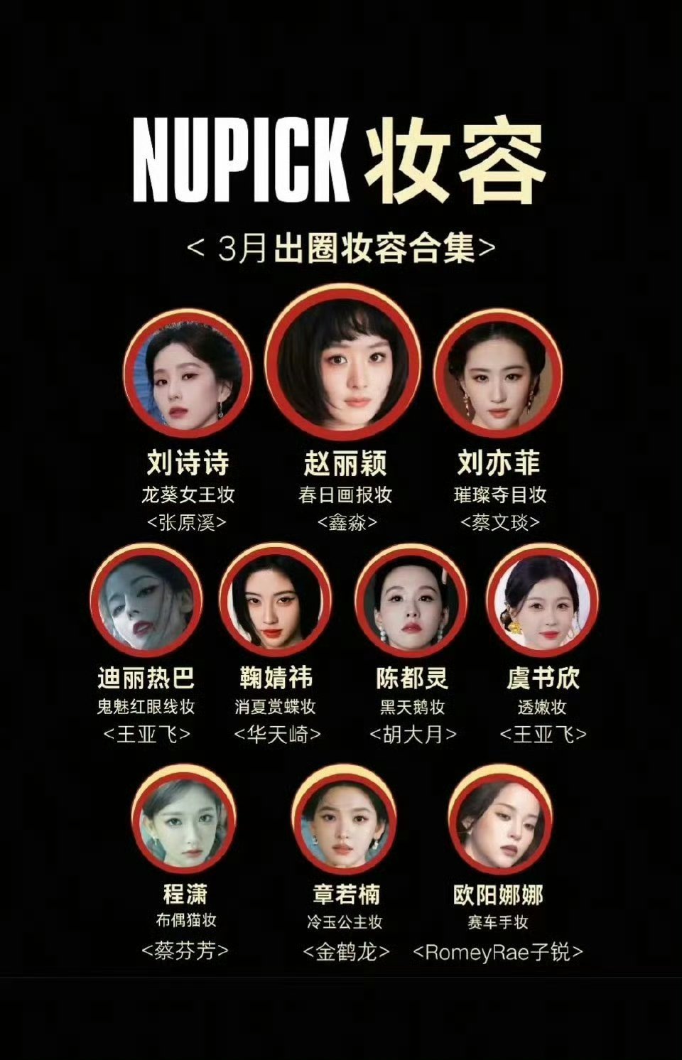 三月出圈妆容前十赵丽颖一次活动就排名top1了