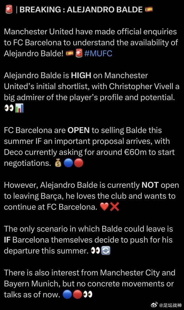 生活手记巴萨左后卫巴尔德，年薪167万欧元。解约金10亿，标价却只要6000万。