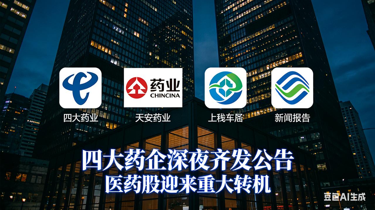 四大药企深夜齐发公告，医药股迎来重大转机深夜惊雷！四大药企连夜公告，医药板块迎