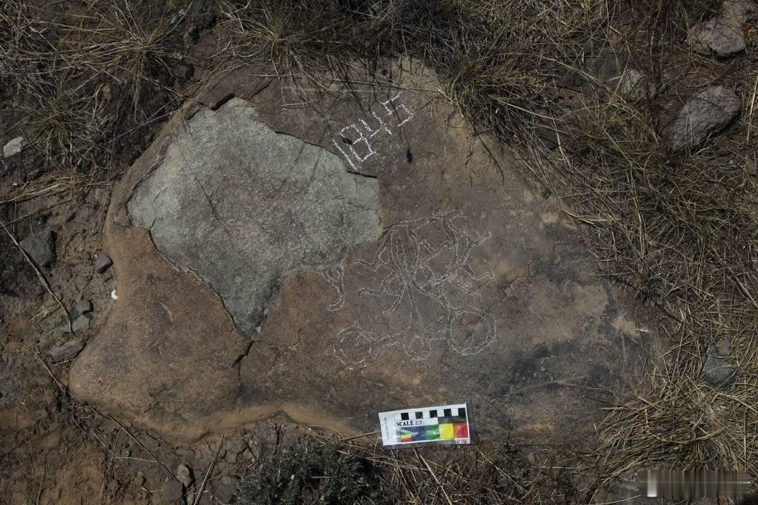 考古新发现贺兰山四马拉车岩画贺兰山岩画保护区复查中新发现一幅“四马拉车”岩画，