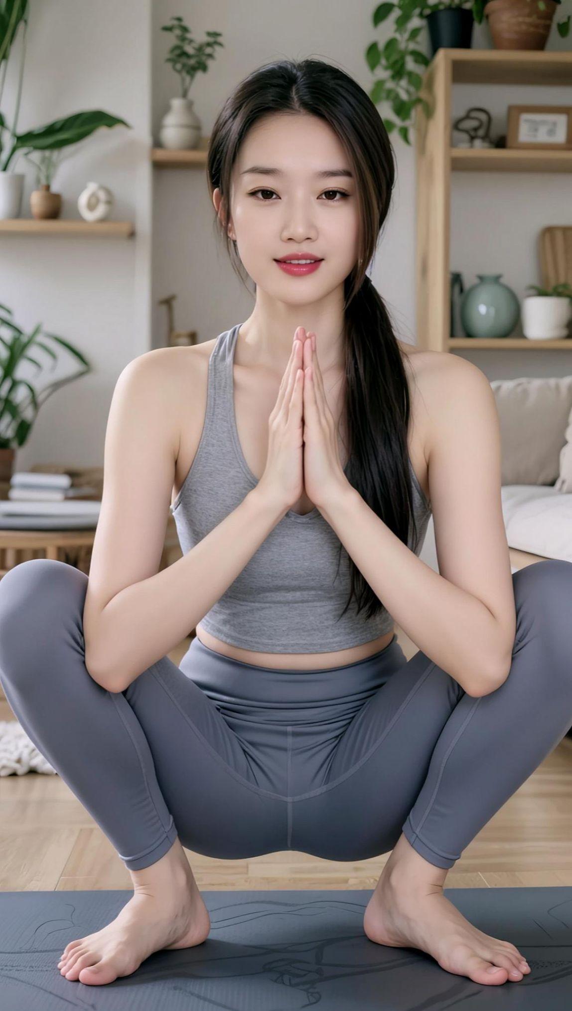 AI瑜伽低饱和写真抖音ai创作