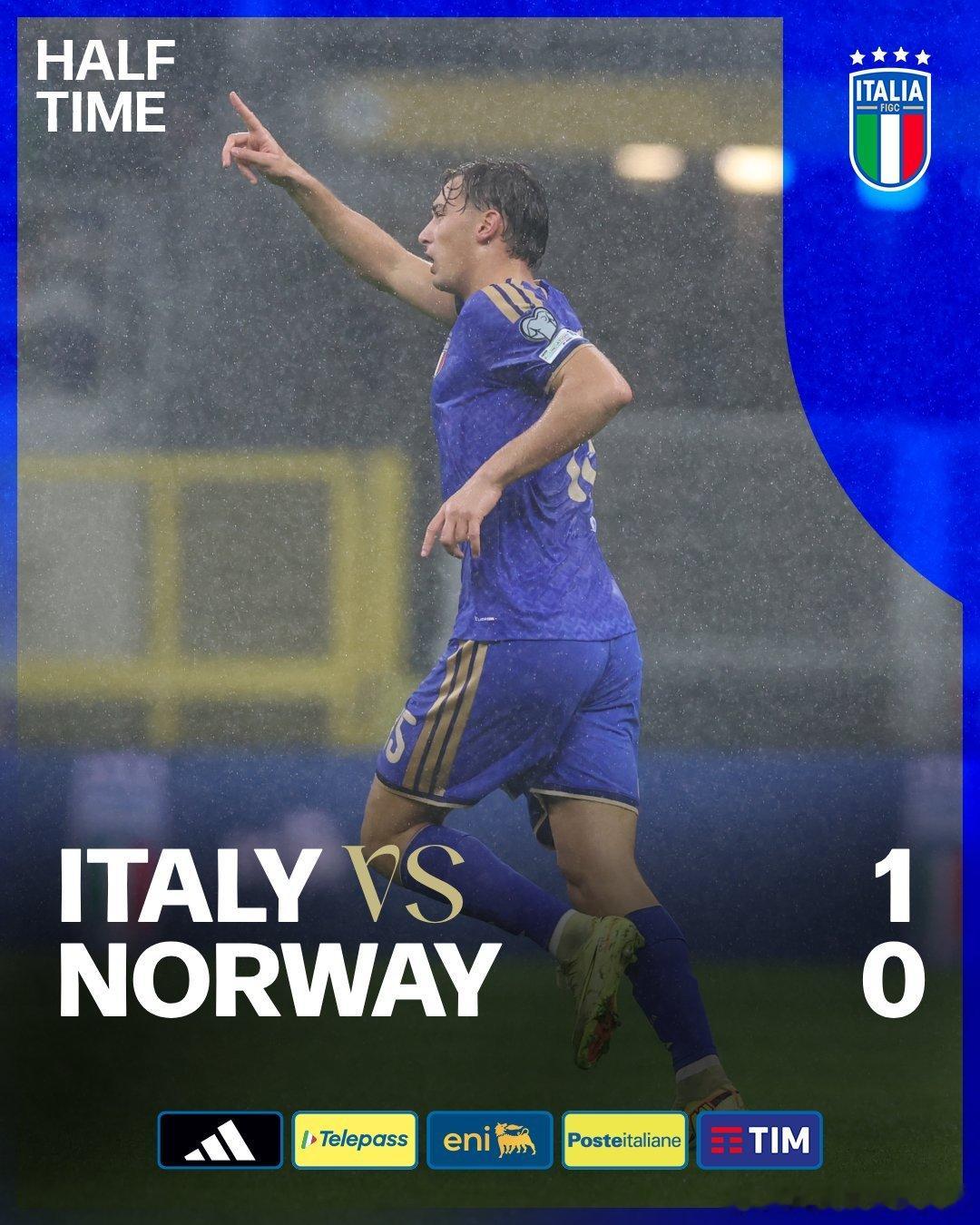 半场结束，意大利暂1-0领先挪威大伙如何评价上半场比赛？