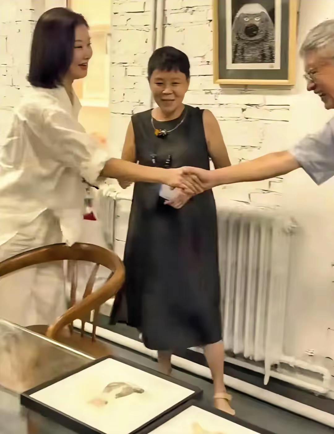 宋祖英近照，参加活动与人握手打招呼，笑起来很好看，58岁的人了，这状态很nice