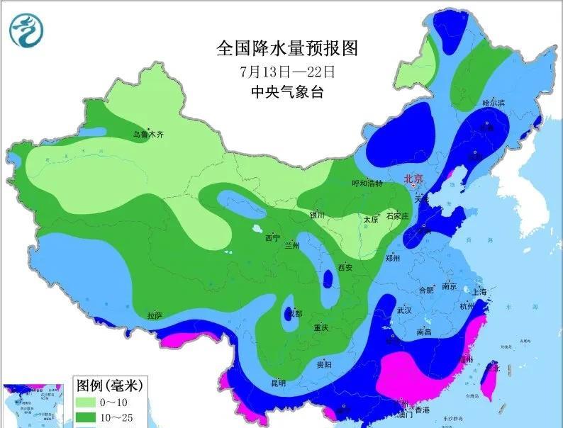 【中期天气展望】根据最新的数值预报预计未来10天：副热带高压偏强偏西偏北，东北