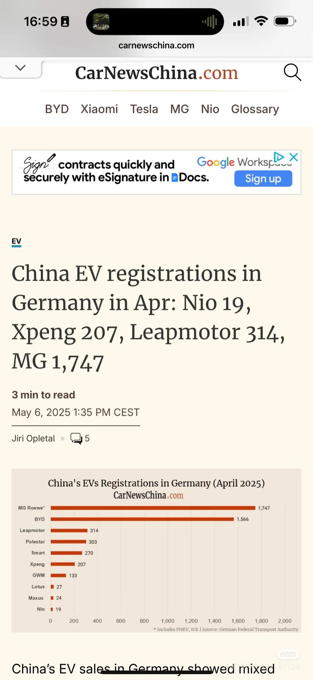 4月份在德国市场我国新能源车的销售表现：蔚来：19辆小鹏：207辆零跑