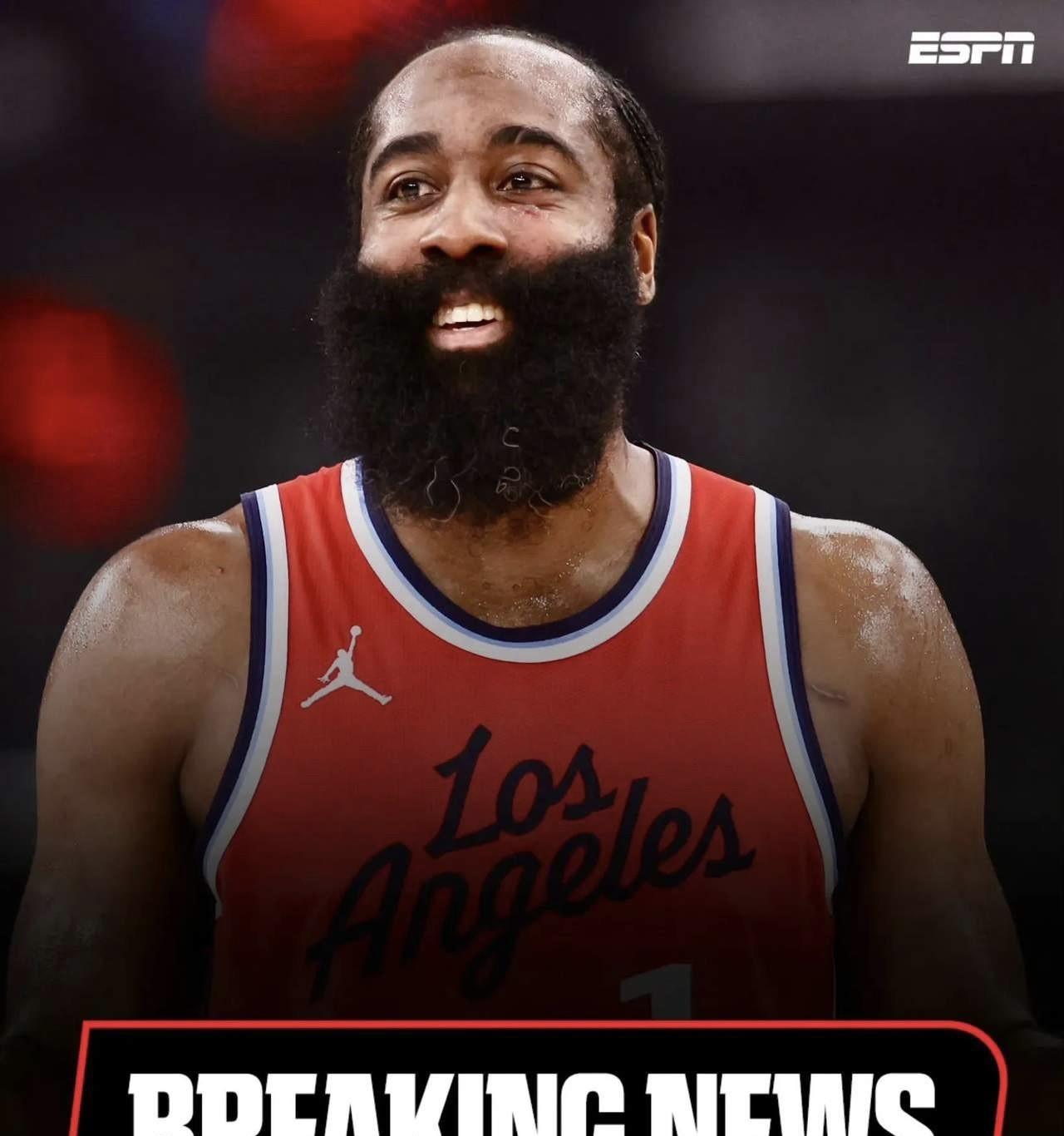 6月30日，NBA传来3大消息。1、哈登降薪续约快船：ESPN著名记者Sham
